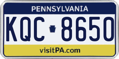 PA license plate KQC8650