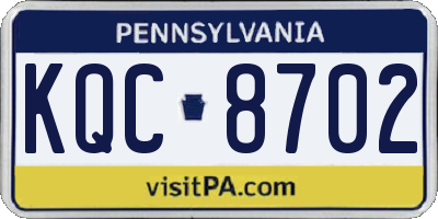 PA license plate KQC8702