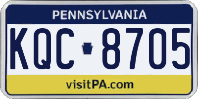 PA license plate KQC8705