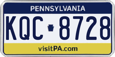 PA license plate KQC8728