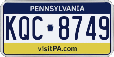 PA license plate KQC8749