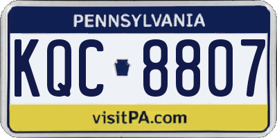 PA license plate KQC8807