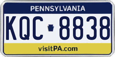 PA license plate KQC8838