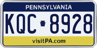PA license plate KQC8928