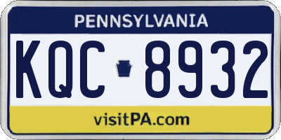 PA license plate KQC8932