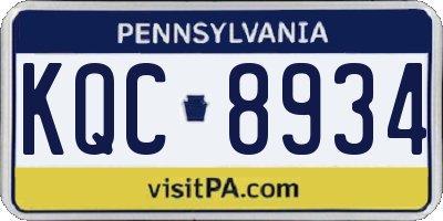 PA license plate KQC8934
