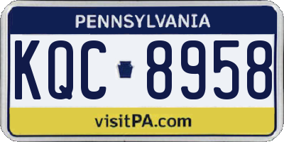 PA license plate KQC8958