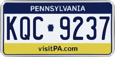 PA license plate KQC9237