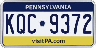 PA license plate KQC9372