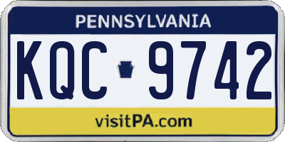 PA license plate KQC9742