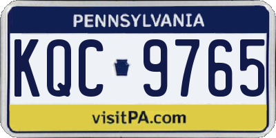 PA license plate KQC9765