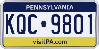PA license plate KQC9801