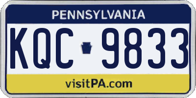 PA license plate KQC9833