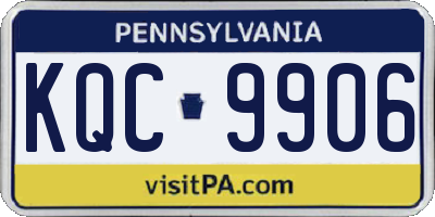 PA license plate KQC9906