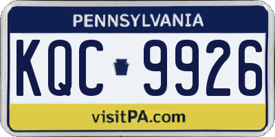 PA license plate KQC9926