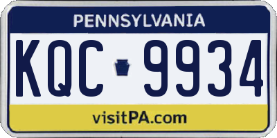 PA license plate KQC9934