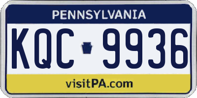 PA license plate KQC9936
