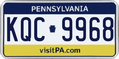 PA license plate KQC9968