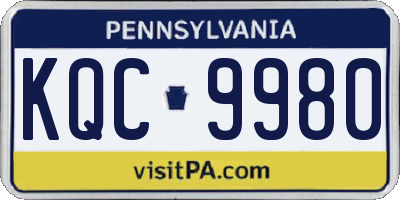 PA license plate KQC9980