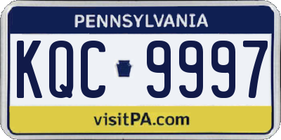 PA license plate KQC9997