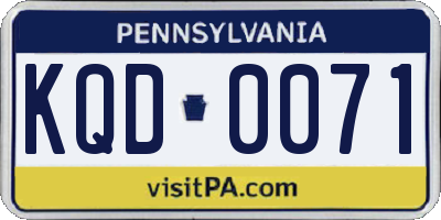 PA license plate KQD0071