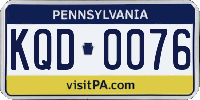 PA license plate KQD0076