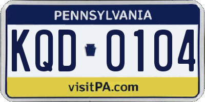 PA license plate KQD0104