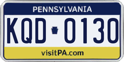 PA license plate KQD0130