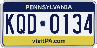 PA license plate KQD0134