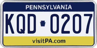 PA license plate KQD0207