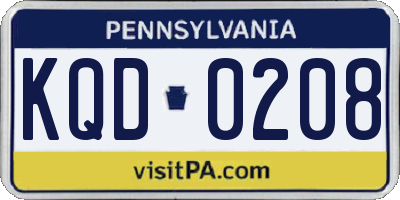 PA license plate KQD0208