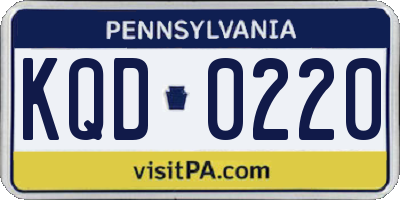 PA license plate KQD0220