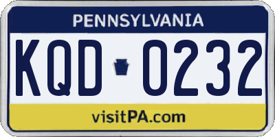 PA license plate KQD0232