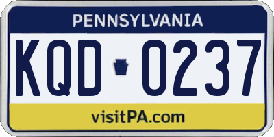 PA license plate KQD0237