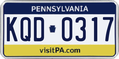 PA license plate KQD0317