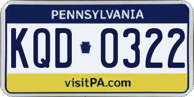 PA license plate KQD0322