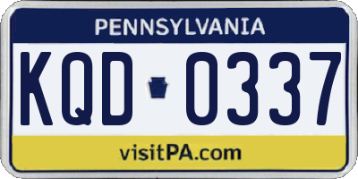 PA license plate KQD0337
