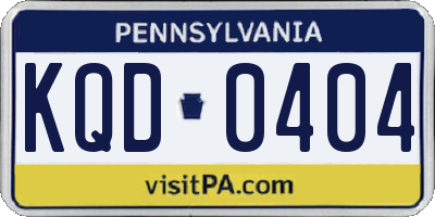 PA license plate KQD0404