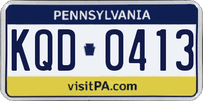 PA license plate KQD0413