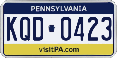PA license plate KQD0423
