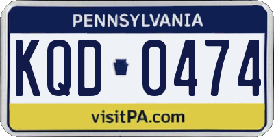 PA license plate KQD0474