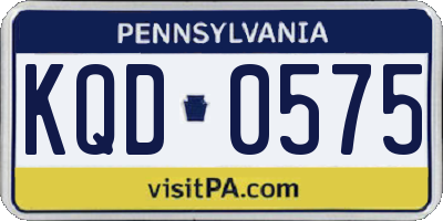 PA license plate KQD0575