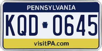 PA license plate KQD0645