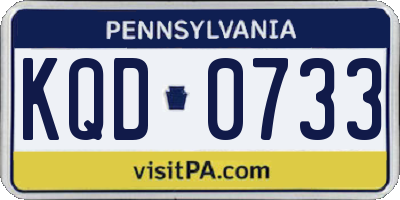 PA license plate KQD0733