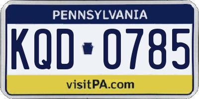 PA license plate KQD0785