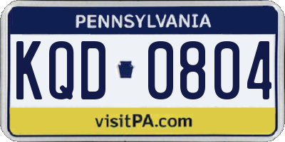 PA license plate KQD0804