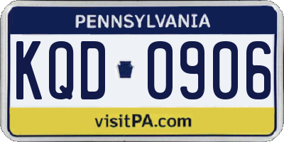 PA license plate KQD0906