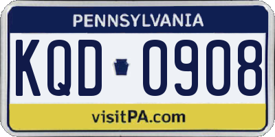 PA license plate KQD0908