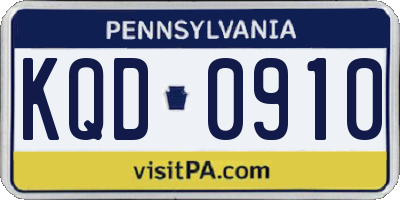 PA license plate KQD0910