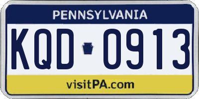 PA license plate KQD0913